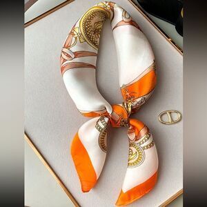 Vibrant Orange and White Scarf N877